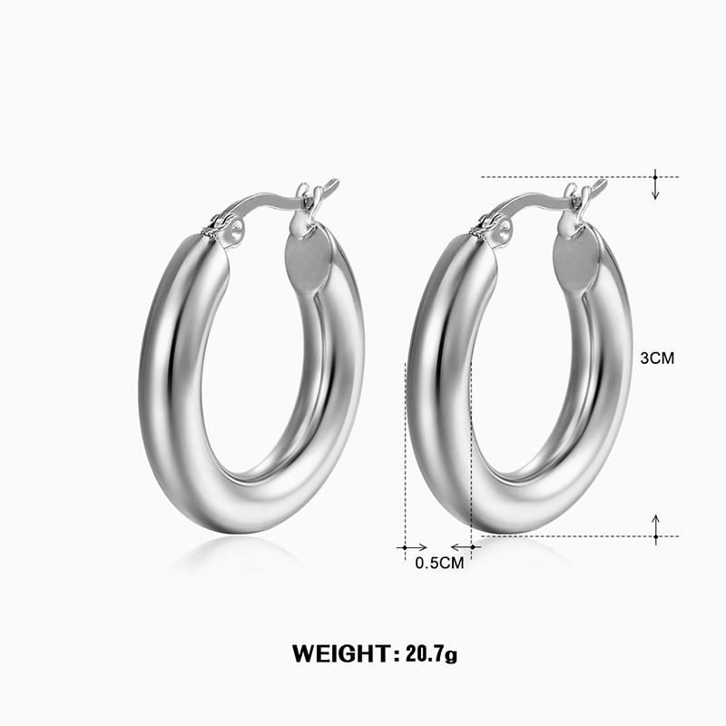 Classic Stainless Steel Circle Earrings for Women Fashion Gold Silver Color Chunky Hoop Earrings Female Jewelry