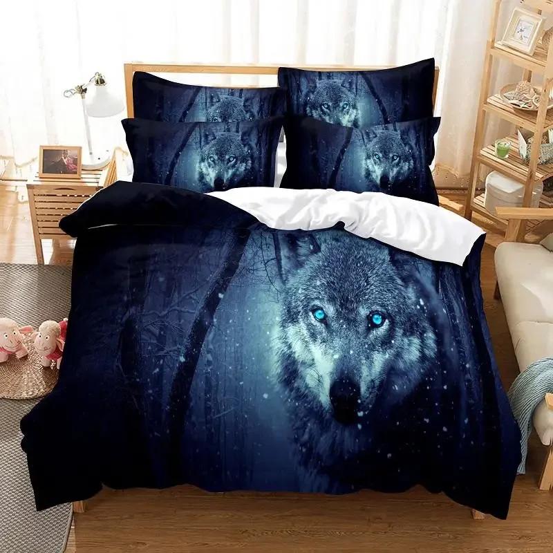 Wolf Duvet Cover Set Wolf With Mechanical Eye Bedding Set For Kid Teens Adults 3d Printing Queen King Size Polyester Quilt Cover