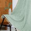 Forest Tassel Edge Grid Curtains Are Suitable for Bedrooms Living Rooms Balconies and Daily Home Decoration 1/2pcs