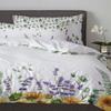 Wild Flower Eucalyptus Sunflower Plant Lavender 3pcs Bedding Set For Double Bed Home Textile Duvet Cover Quilt Cover Pillowcase