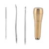 Шило для шитья кожи, набор игл для ручной вышивки, набор инструментов с латунной ручкой для ремонта обуви вручную