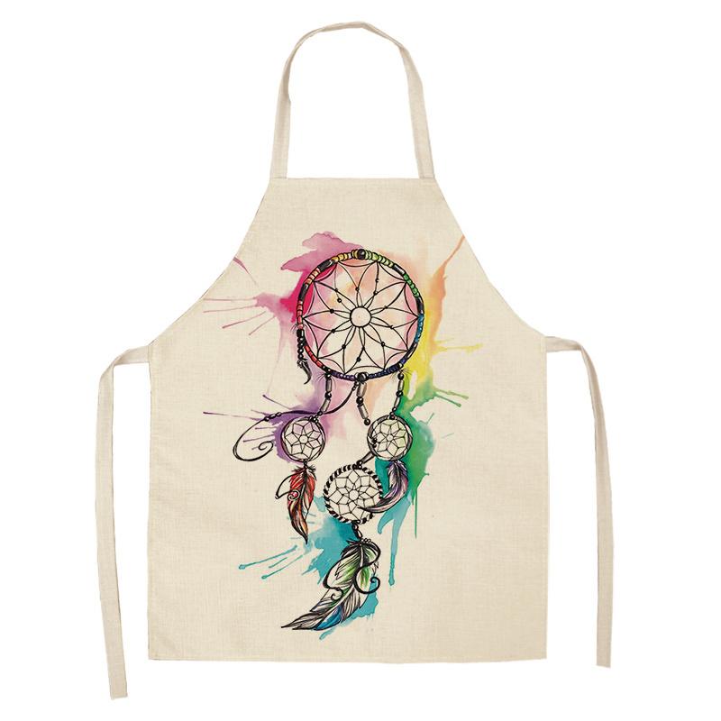 Фартук с принтом «Ловец снов» из перьев, званый ужин, барбекю, нагрудник для приготовления пищи, льняной фартук, фартук для уборки дома, против пятен и масла