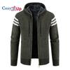 Men Hooded Sweater Comfortable Fleece Thick Warm Cardigan Casual