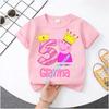 summer T-shirt Peppa Pig 1-8 years old children' Polyester short-sleeved boys' sports shirt, girls' casual top with digital print