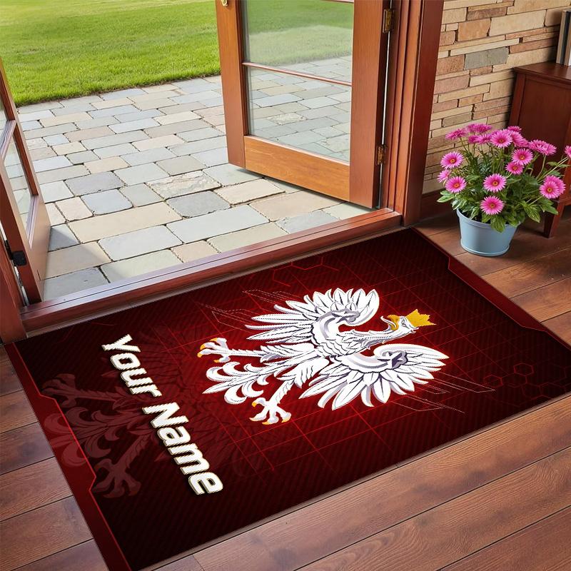 Crystal Velvet Rug Custom Name Text, Soft Non Slip Floor Mat Home DecorPoland