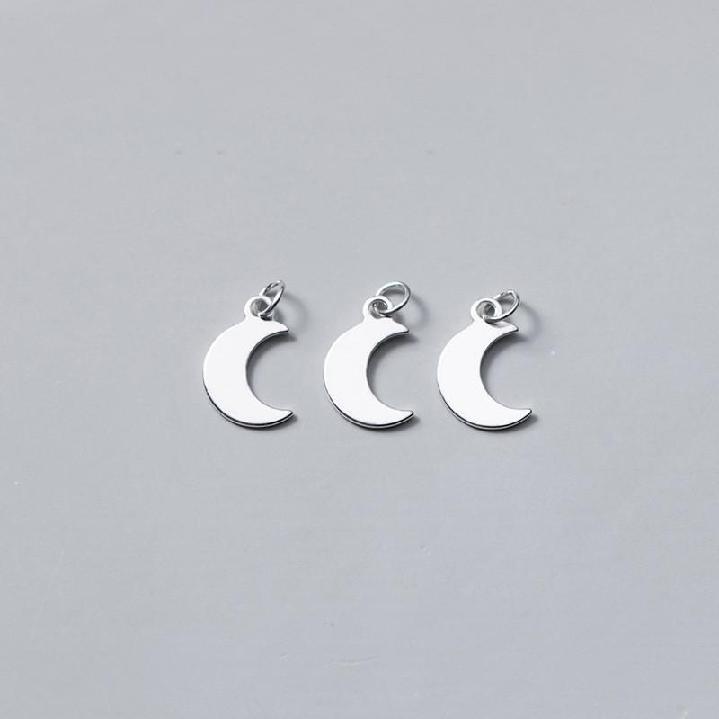Hot Sales 925 Sterling Plain Silver Bulk Diy Moon Charms for Jewelry Necklace Making Pendant