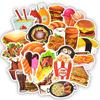 50 PCS Fast Food Drink Stickers Cartoon Tasty Burger Fries Pizza Dessert Diet Decals To DIY Fridge Laptop Suitcase Stickers Toys Gifts