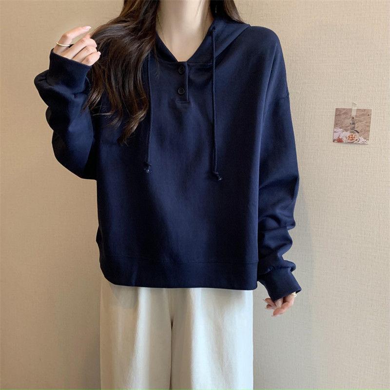 Ins Containing Cotton Hooded Sweater Women's Autumn and Winter Korean Loose Long-sleeved with Hooded Shirt Tops Outside