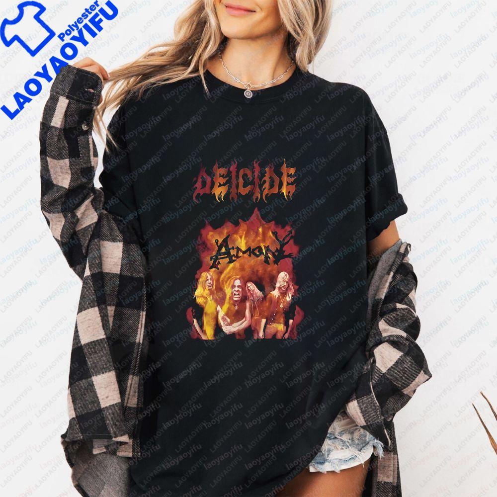 DEICIDE Classic Band Summer Casual Trendy MultiPurpose ShortSleeved Unisexs and WoUnisexs Roundneck TShirt
