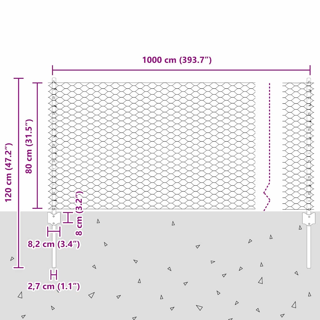 Welded Wire Fence 10 x 0.8 m (W x H)
