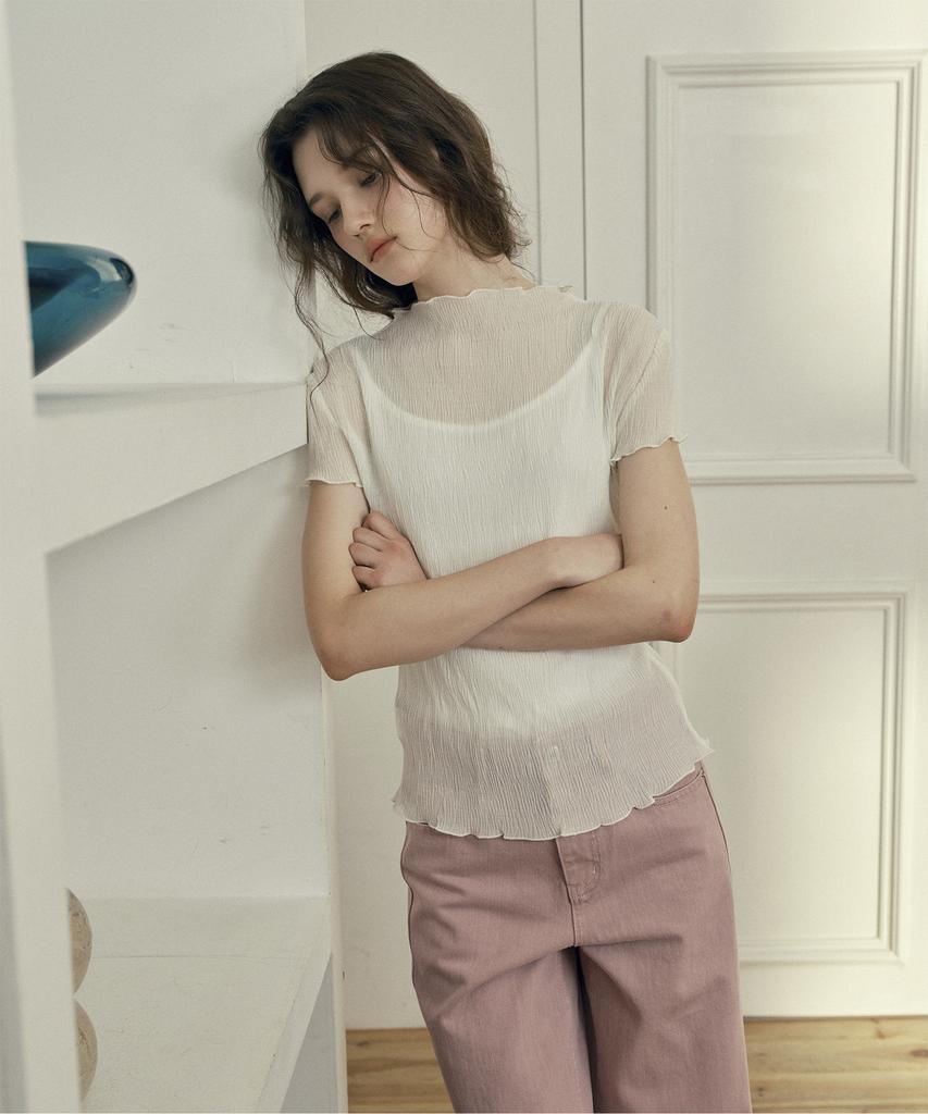 JUCYJUDY Mock Neck Sheer Blouse J1Bl321D