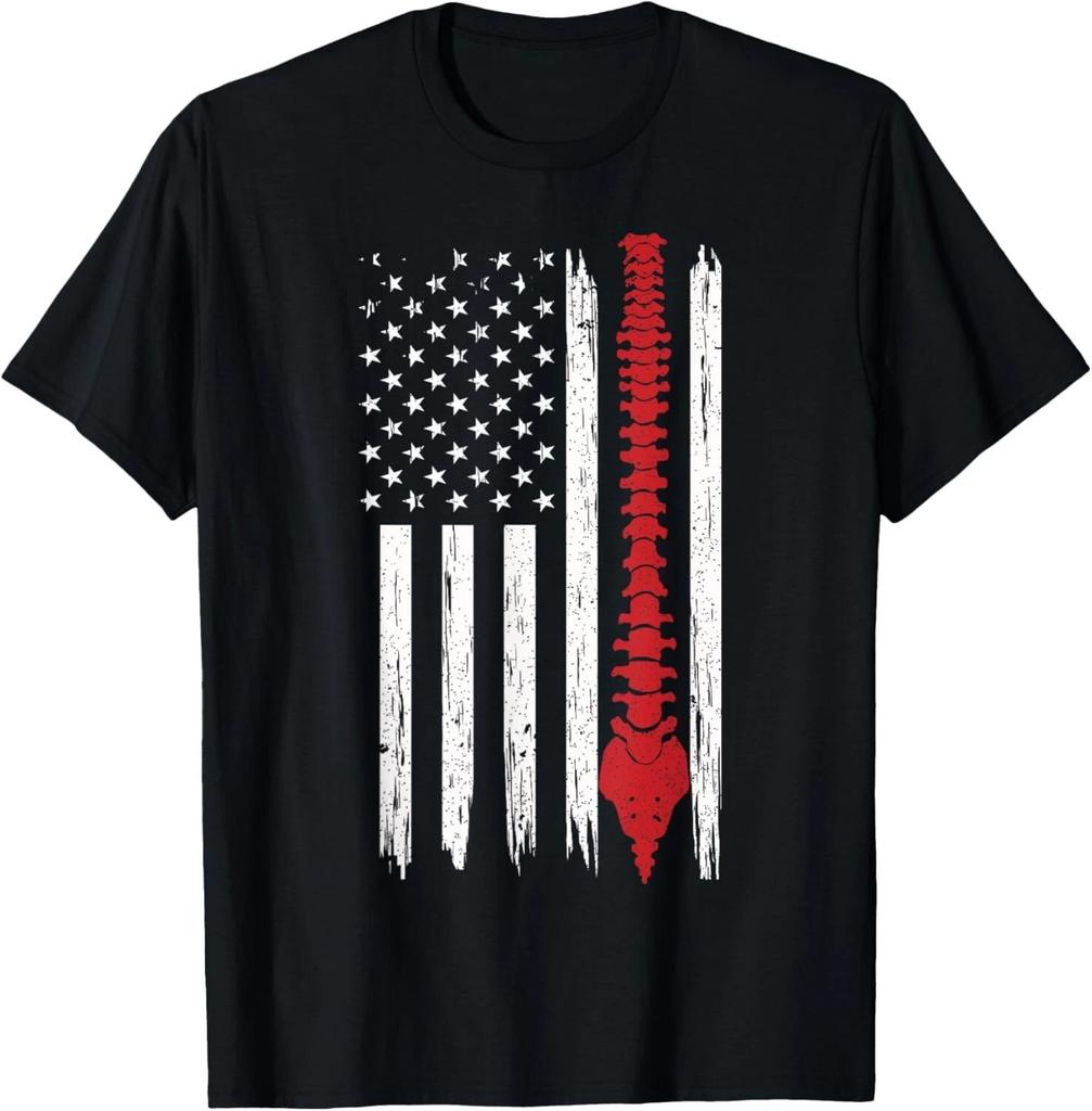 Patriotic Chiropractic Tee American Flag Spinal Cord Ideas Gift Unisex T-Shirt