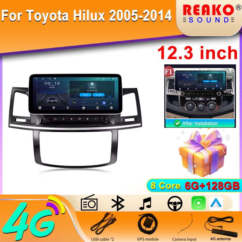 Android экран 12.3INCH DSP RDS для Toyota Hilux 2005-2014 автомобильный радиоприемник мультимедиа видеоплеер GPS Carplay стерео 4G 5G WIFI