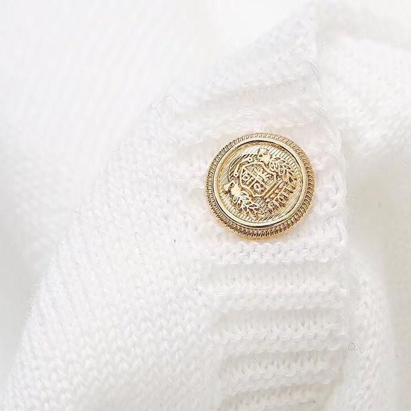 Kaslead New Arrival Women's Clothing Fashion Style Fashion Minimalist Two-Color Knitting Short Sleeve Button Dress Sweater