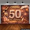 2D Rose Gold 50th Birthday Backdrop Shiny Diamond Number 50 Photography Banner
