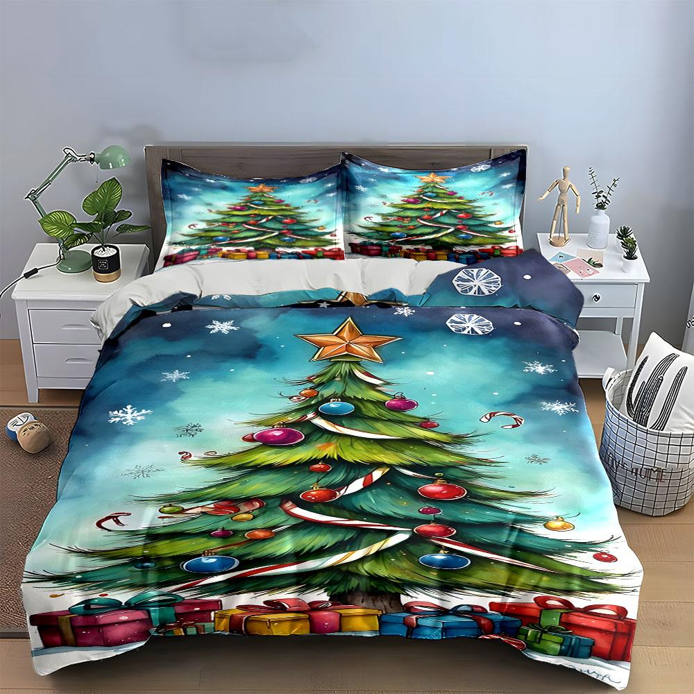 Christmas Tree with Gifts Bedding Duvet Cover Set Duvet Cover Pillowcases (1*Duvet Cover 2*Pillowcases, without duvet insert)