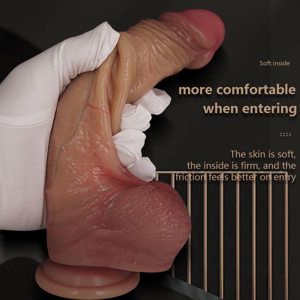 8,5-дюймовый реалистичный пенис для женщин, раздвижной фаллоимитатор крайней плоти, фаллоимитатор на присоске, женский мастурбатор, большой член, анальный секс-игрушки для взрослых, магазин