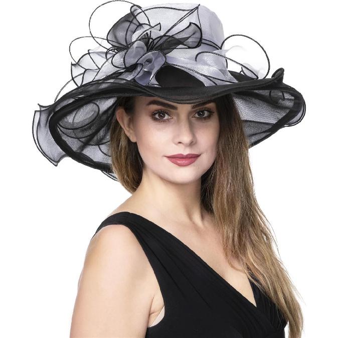 SAFERIN Women's Organza Church Kentucky Derby Fascinator Bridal Tea Party Wedding Hat