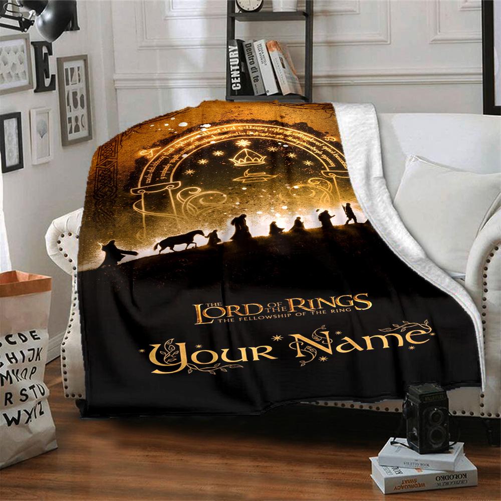 Lord Rings Customize Text Blanket Gift Personalized Blanket Durable Comfort Great for Sofa Living Room Picnics Bedding All-Season Use