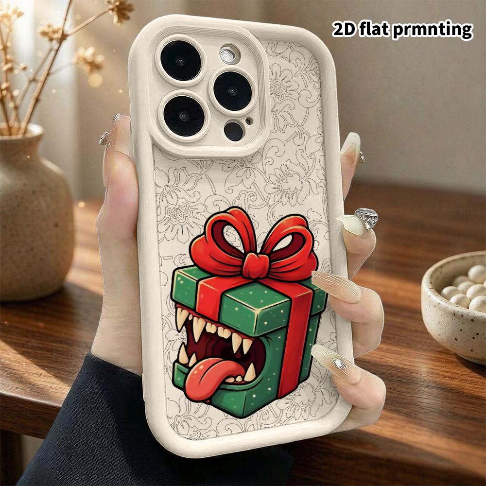 Phone Case: 2D flat design suitable for iPhone 18 17 16 15 14 13 Pro protective case, unisex, monster gift box, Christmas and Halloween gifts