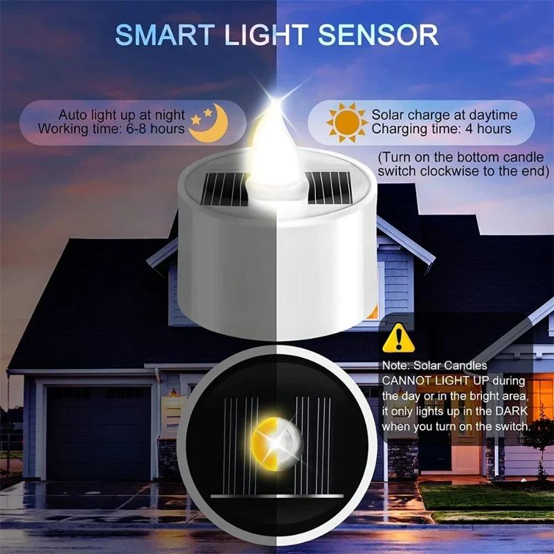 1-72 шт. Светодиодные беспламенные свечи на солнечной батарее, водонепроницаемые уличные фонари для украшения Хэллоуина, садовой вечеринки, освещения дорожек