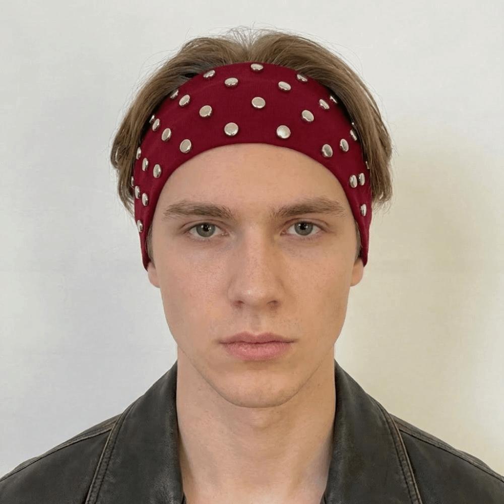 Solid Color Punk Headwrap Korean Style Elastic Hair Band Fashion Rivet Headbands Headwear