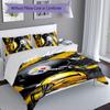 3pcs Pittsburgh Steelers Duvet Cover Set, Includes 1 Duvet Cover and 2 Pillowcases,Skin-Friendly&Comfortable Fabric,Suitable Bedding Sets