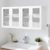 VEVOR Laundry Room Wall Cabinet, 2-Tier Wall Mounted Cabinet with Adjustable Shelf, Cupboard Storage with 4 Doors, for Kitchen, Bathroom, Laundry