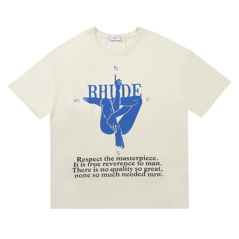 High Street Oversize Couple T-Shirt American Streetwear Print YYZP RHUDE Short Sleeve Tee Teens