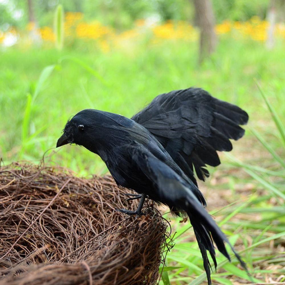 Model Party Event Supplies Artificial Crows Halloween Ornament Lifelike Black Bird Feathered Raven