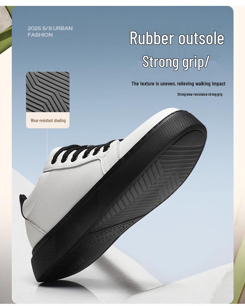 Men's 8cm Height-Boosting Casual White Sneakers