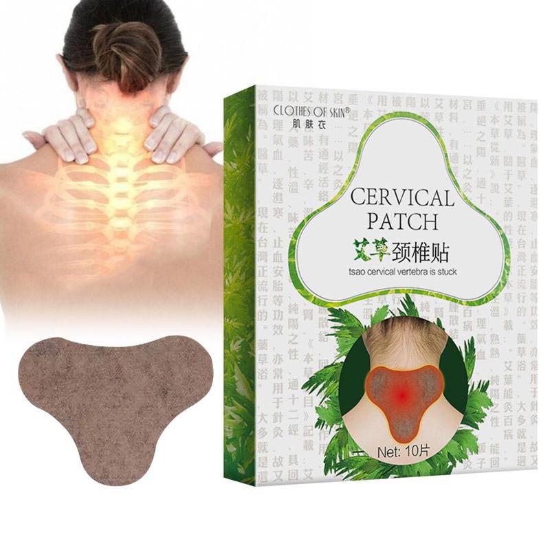 10pcs/box Chinese Neck Moxa Moxibustion Plaster Leg Pain Relief Wormwood Sticker Self Heating Warming Meridians Patches Plaster