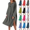 Women's Dresses Loose Casual Solid Color V-Neck Button Long Dresses