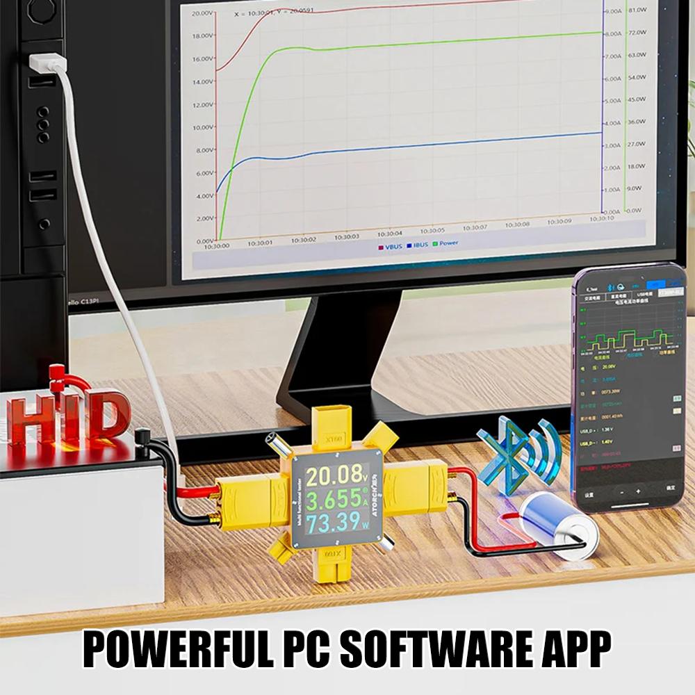 XT369P DC 4,5-80В 30А Type-C цифровой дисплей вольтметр амперметр ваттметр 4000 Вт высокая мощность Двунаправленный детектор тока
