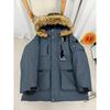 Womens Warm White Duck Down Puffer Jacket With Faux Fur Collar High-Waist Short Style 90% Fill Winter