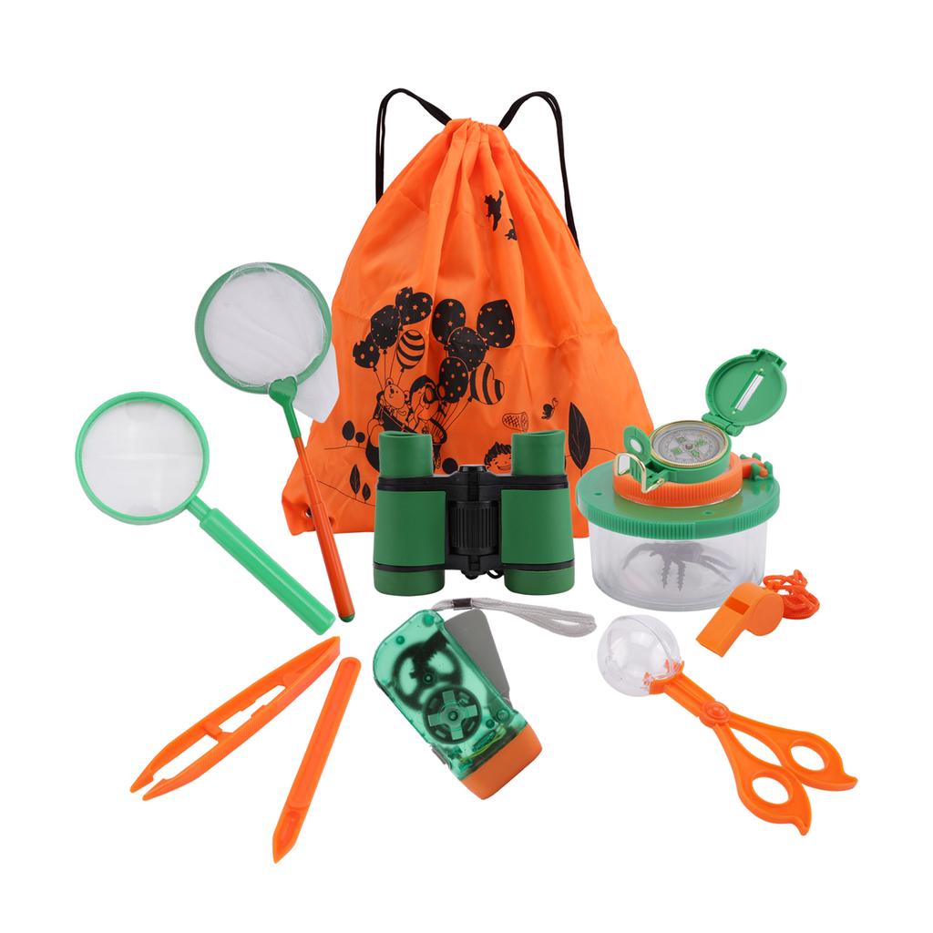 Kids Outdoor Adventure Exploration Equipment Binoculars Magnifying Glass Catching Insects Tools