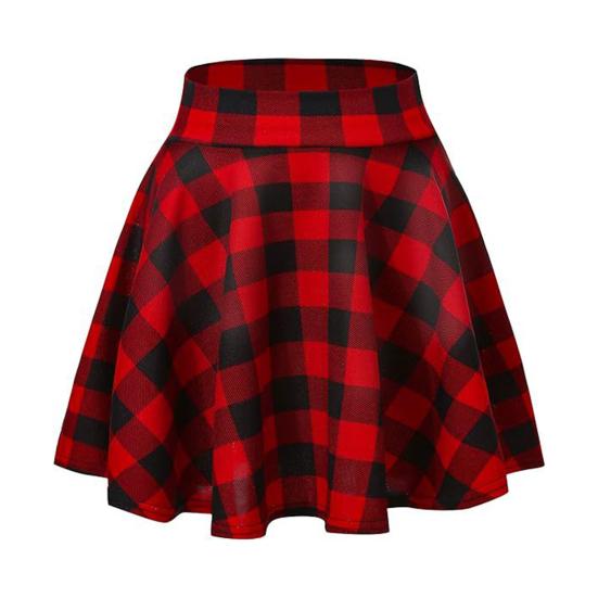 Женская мини-юбка с высокой талией и клетчатым принтом, юбка-трапеция, базовый стиль, повседневный стиль