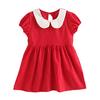 Платье для маленьких девочек, летняя детская одежда для девочек, детские платья с воротником «Питер Пэн» с короткими рукавами для девочек