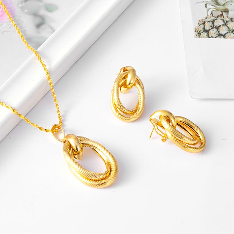 Комплект ювелирных изделий Нигерийская свадьба, маленькие серьги и ожерелье, комплект эфиопских украшений, позолоченные ювелирные изделия из Дубая, женские ювелирные изделия