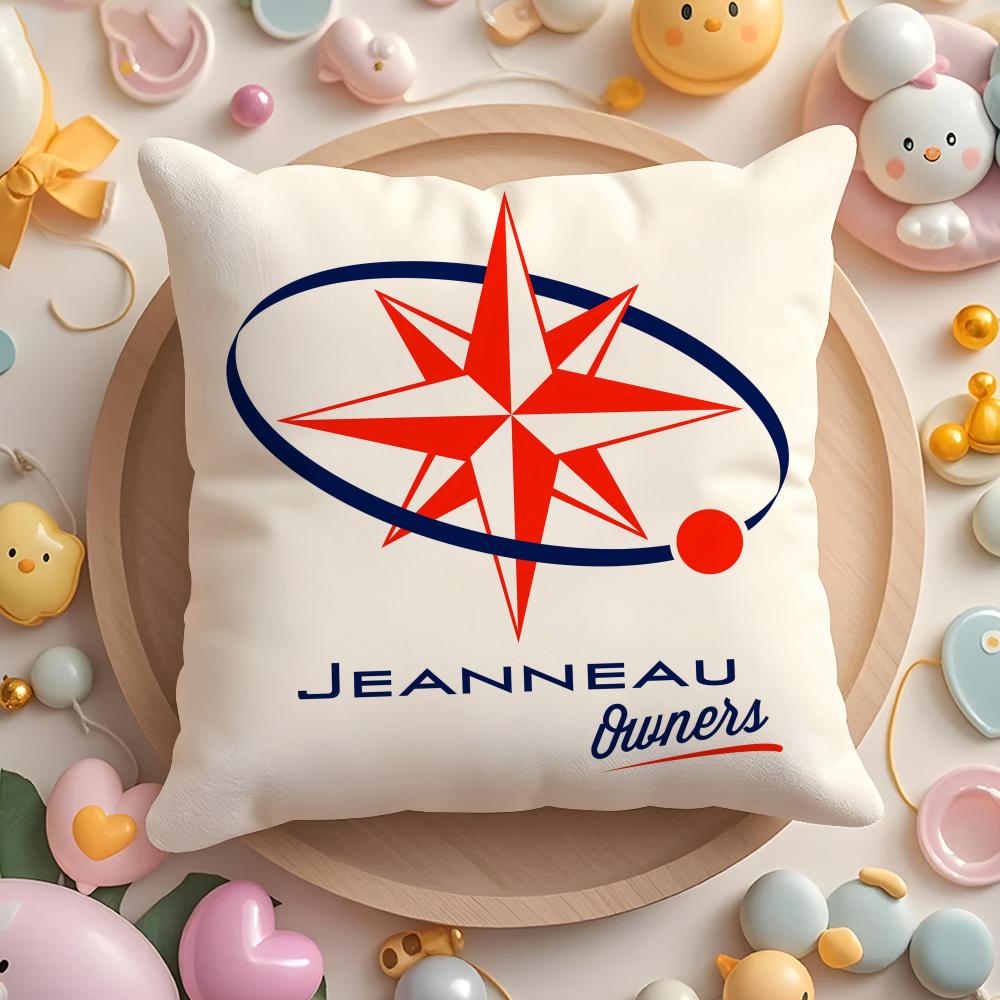 Чехол на подушку с логотипом J-Jeanneau Yachts для дома и автомобиля, многоцелевой - Двусторонний, Мягкий и прочный для ежедневного использования