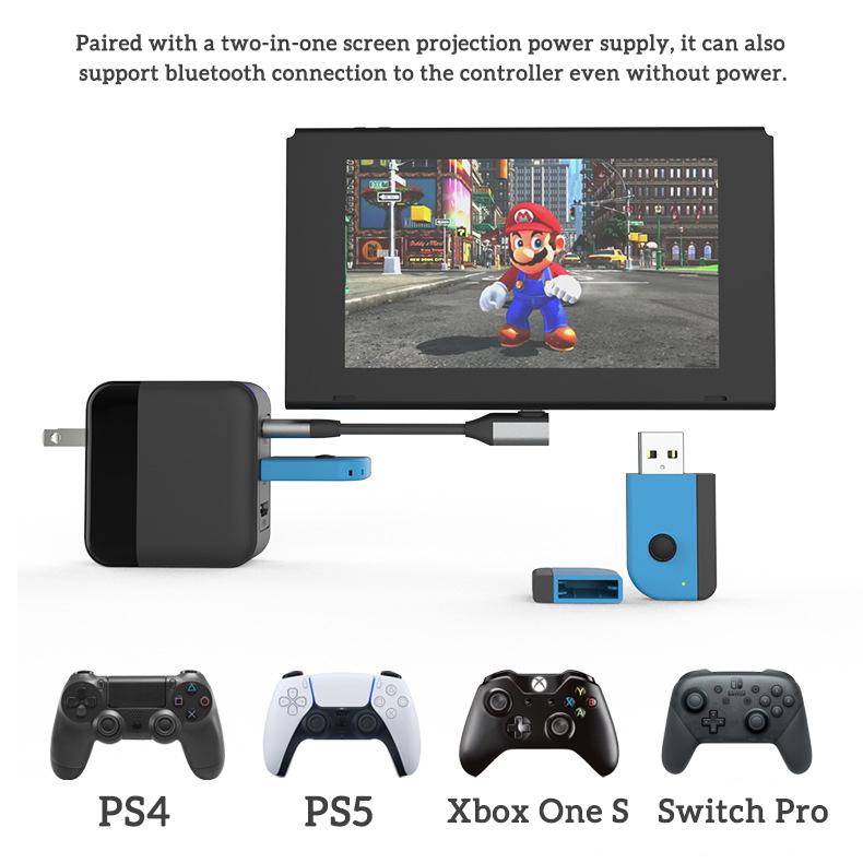 VAORLO USB-адаптер для игр, Bluetooth-приемник для геймпада для PS5, PS4, Xbox, адаптер с одной ручкой, беспроводной приемник с ручкой для Switch Pro