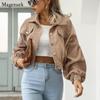 Cropped Corduroy Jackets Women Single Breasted Overcoat Coat Fashion Lantern Sleeve Vintage Autumn Winter Women Jacket 18047