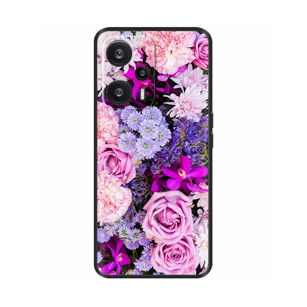 Чехол для Xiaomi Poco F5 Pro Раскрашенный Цветок Задняя Крышка Полная Защита Мягкий Чехол для POCO F5 PocoF5 F5Pro Fundas Чехол для Телефона
