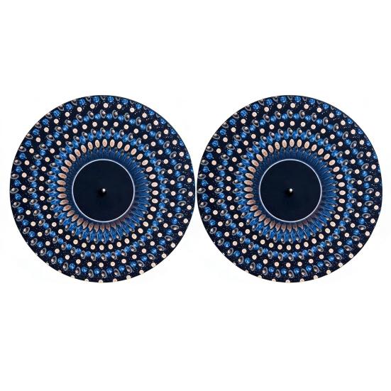 2Pcs Zoetrope Slipmat 12 Inch Animated Optical Illusion Turntable Mat Visual Art Meets Vinyl Culture Non-Slip Felt Record Player Pad for Vinyl