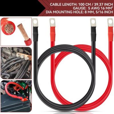 Для RV Грузовик Питание 5 AWG 8мм 100см M6 M8 Комплект Кабелей Инвертора Аккумулятора США