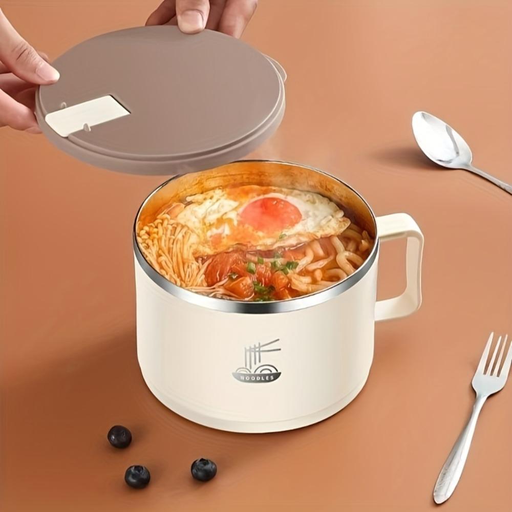 Insulated Stainless Steel Instant Noodle Bowl with Lid Food Container Ramen Bowl Soup