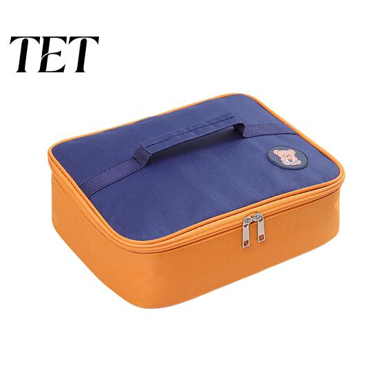 Lightweight School Lunch Bag Insulated Flat Square Bag, Durable Oxford Thermal Box Leakproof Cooler for Kids with Handles And Zipper, Waterproof