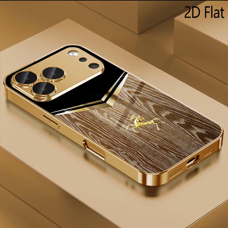 Дизайн закаленного стекла с узором под дерево Steed для iPhone 16 17 Pro Max 15 14 13 12 11 Pro Max Чехол для телефона Защитная крышка для камеры Ударопрочный