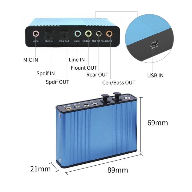 HIFI Звуковая USB Внешняя Звуковая Карта 6.1 Канальный Аудио Адаптер Простой в Использовании Дизайн Для ПК Игровых Компьютеров