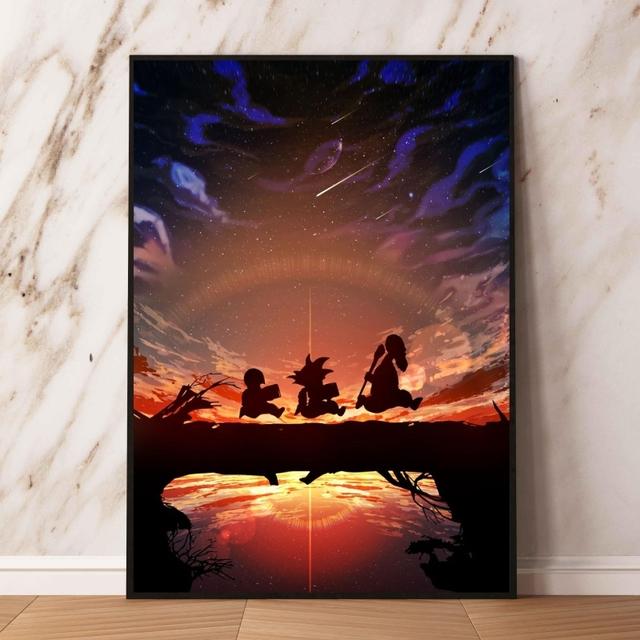 Холст Плакат Dragon Ball Wukong Krilin Декоративный принт Комната Семейная картина Настенное украшение Классика